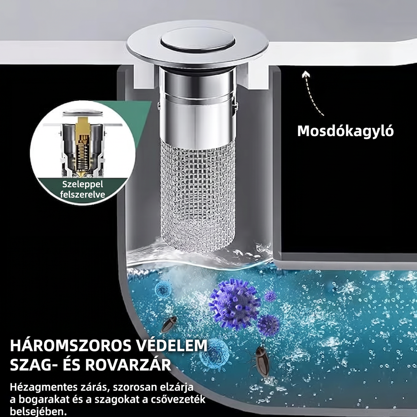 👑Utolsó napi akció: 49% kedvezmény👑 Felugró mosogató lefolyószűrő -- 🛀 Eltávolítja a szagokat és megelőzi a dugulást
