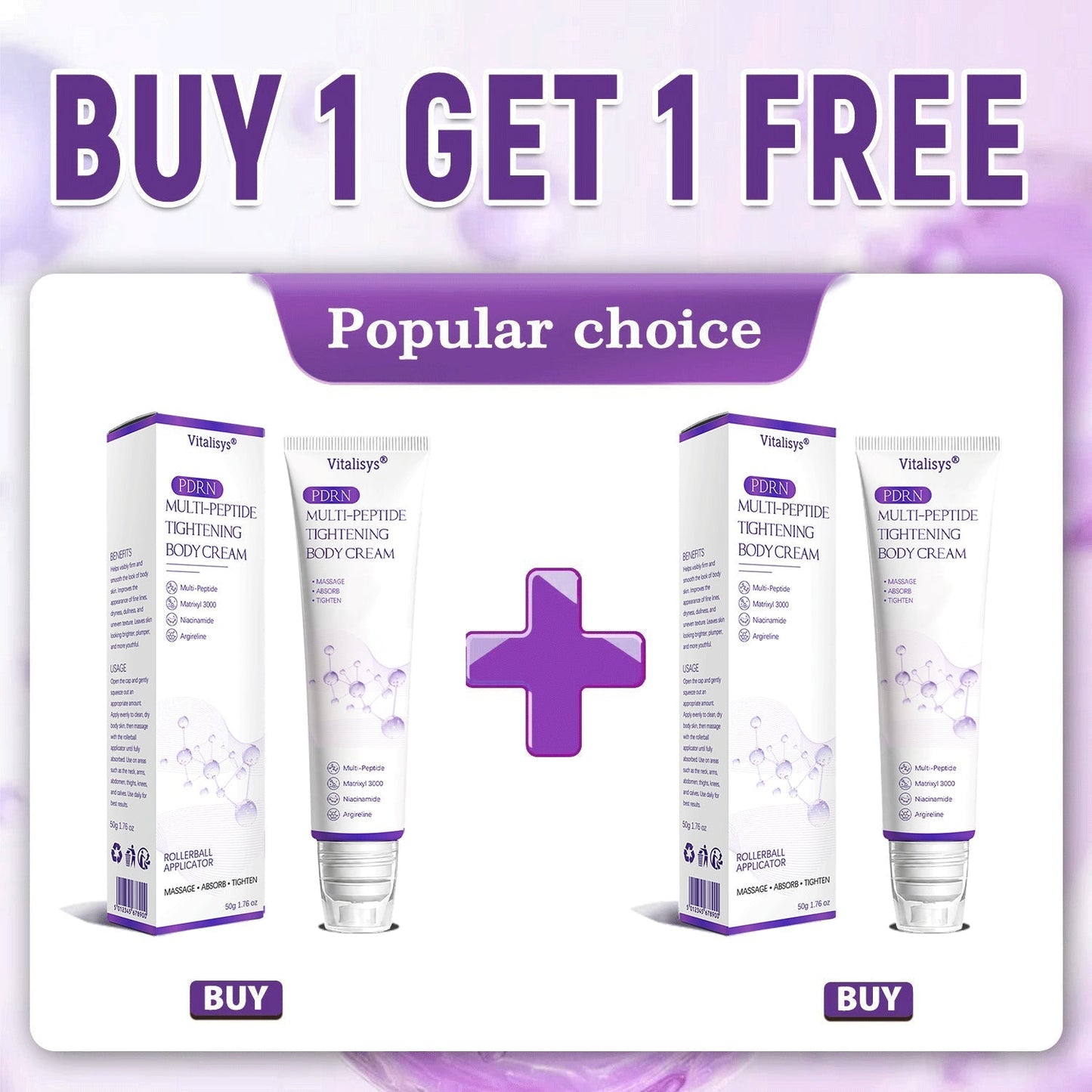 Vitalisys®🎉 PDRN Multi-Peptide Massaging Body Roller Cream- Anti-aging, Hydrating, Skin Firming & Lifting, Skin Repair, Even Tone, Acne and Dark Spot Treatment, Wart and Mole Removal, and Psoriasis Relief.