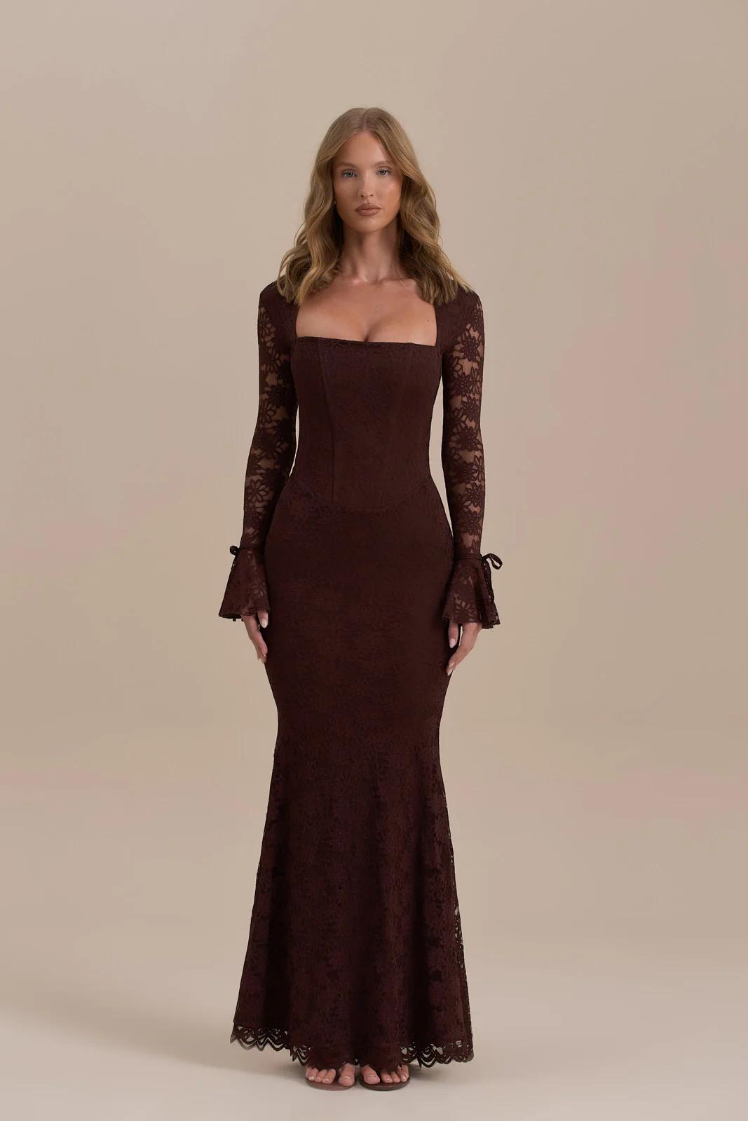 Kanten Zeemeermin maxi vestido