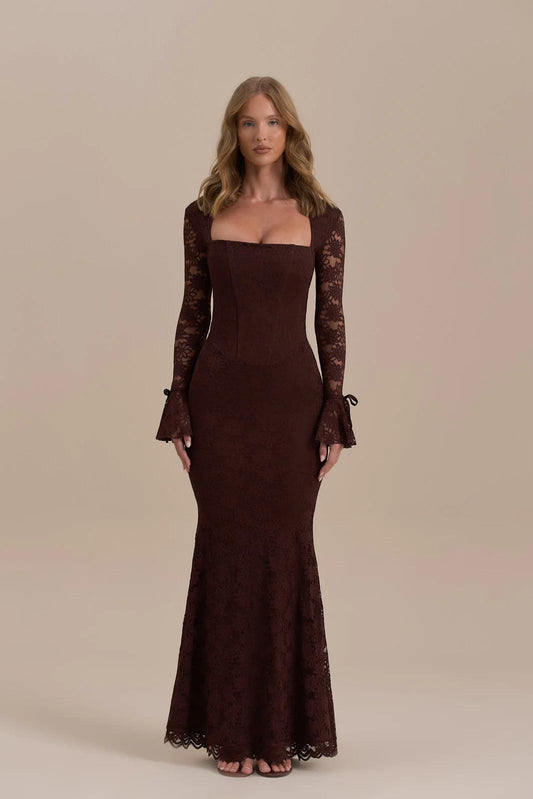 Kanten Zeemeermin maxi vestido