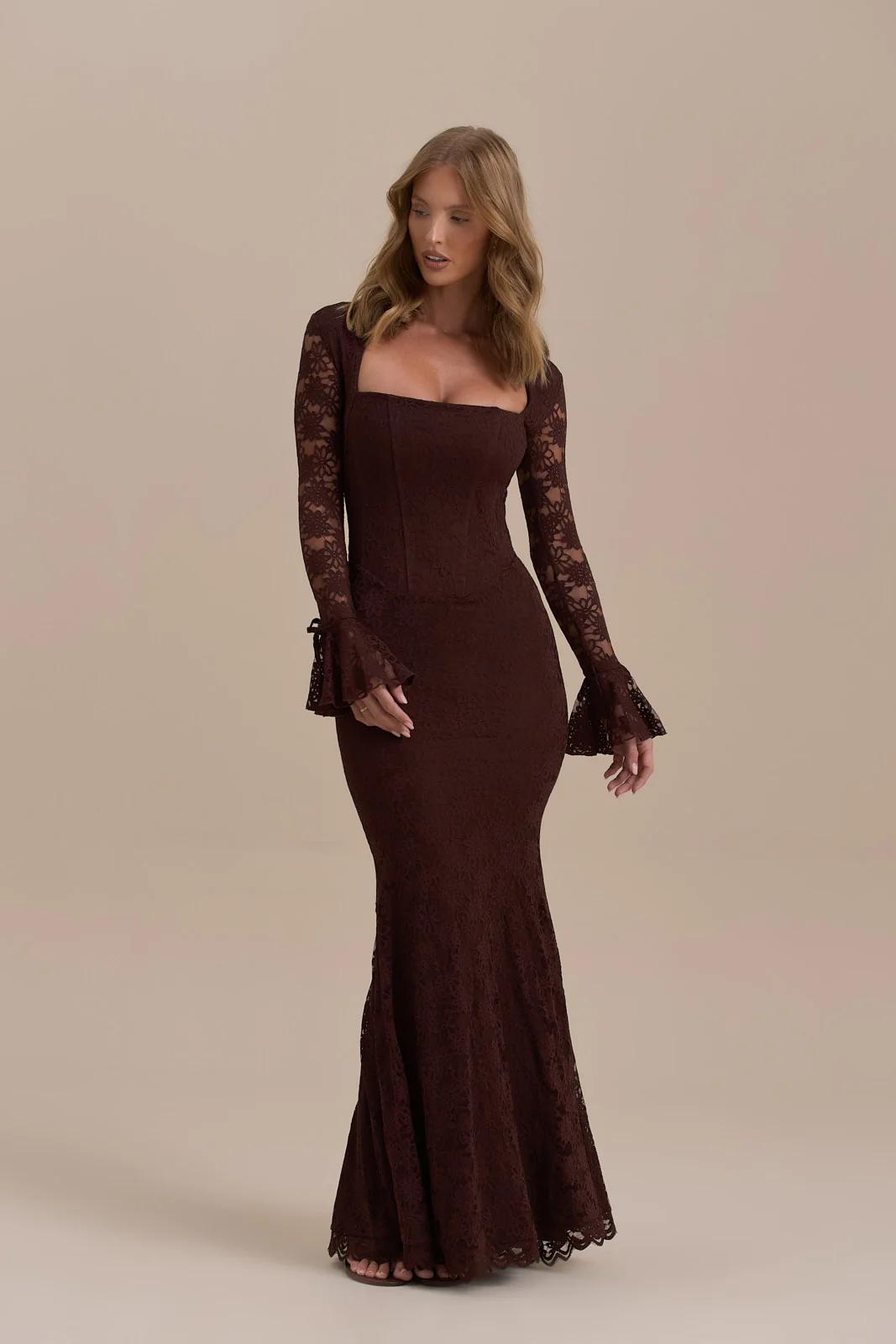 Kanten Zeemeermin maxi vestido