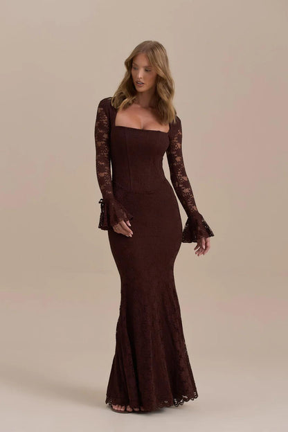 Kanten Zeemeermin maxi vestido