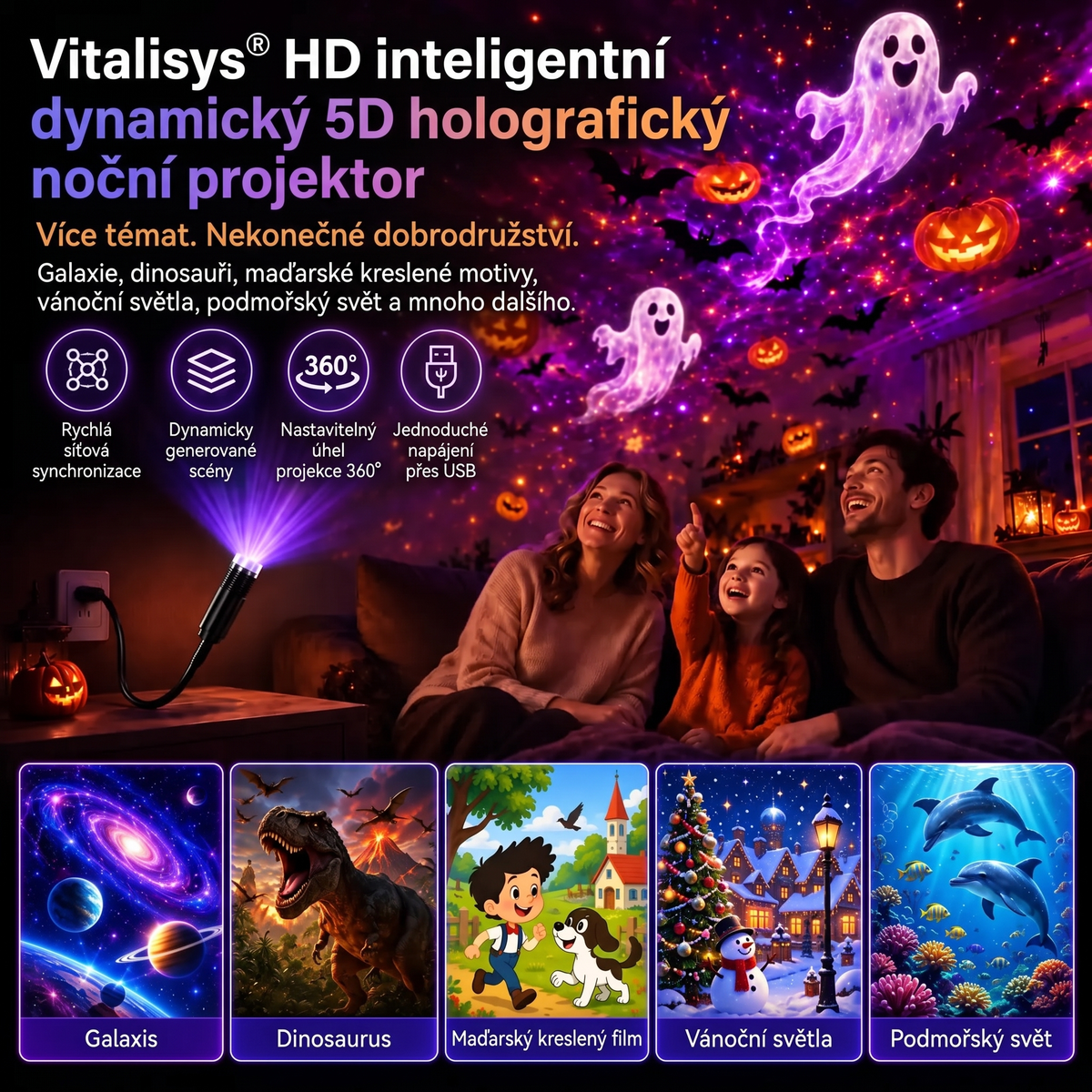 Vitalisys® 5D Inteligentny Projektor Gwiazd 🌌 – 30+ dynamicznych scen i sterowanie aplikacją  💎
