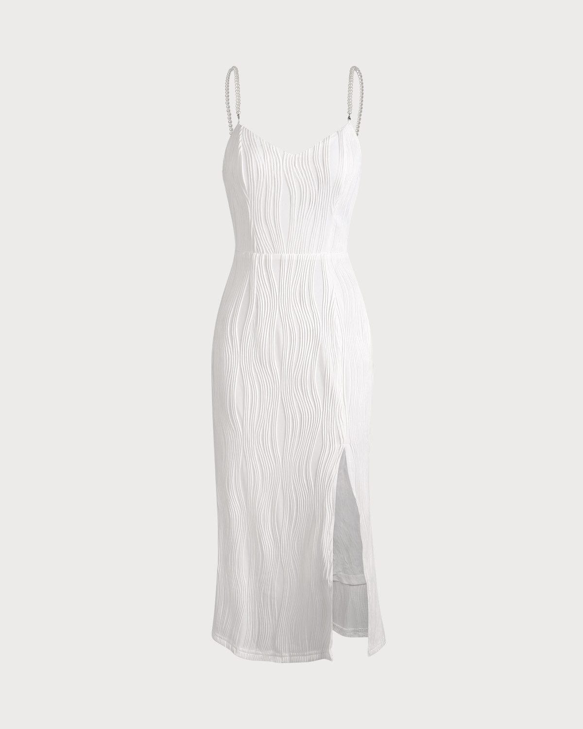 Vestido midi de perlas con textura de olas