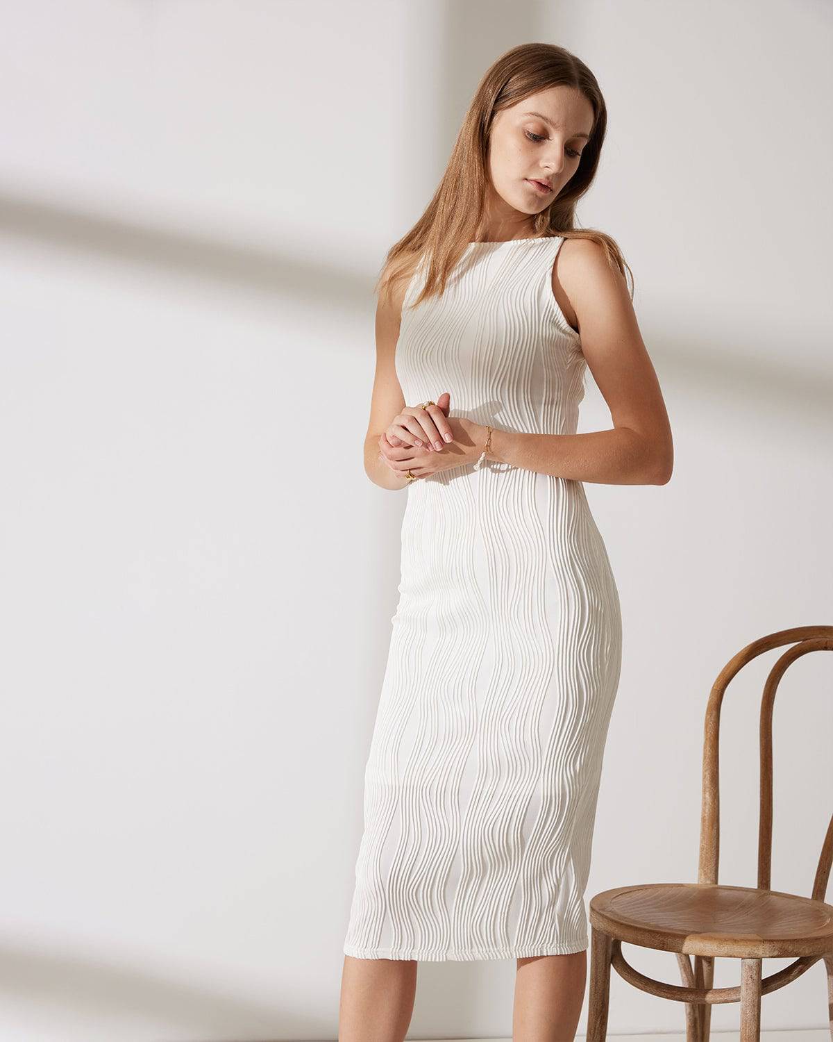 Vestido con tirantes de espiral texturizado