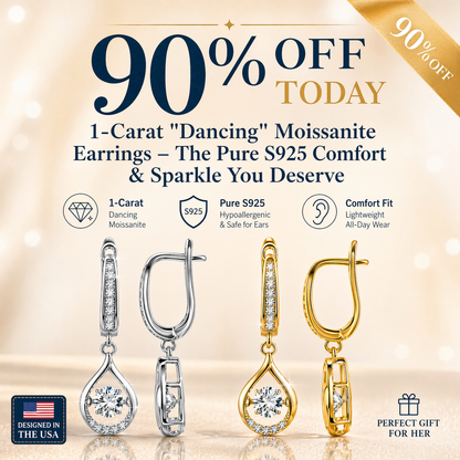 🔥🔥 90% OFF TODAY: 1-Carat "Dancing" Moissanite Earrings – The Pure S925 Comfort & Sparkle You Deserve 💎
