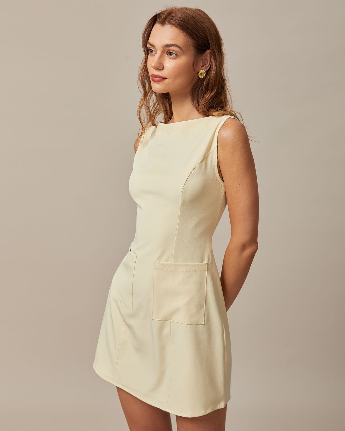 Gele minifalda bootcut con corte