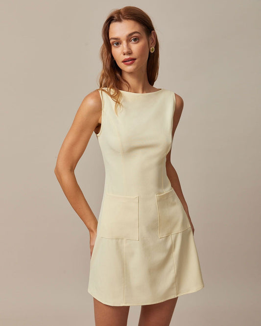 Gele minifalda bootcut con corte