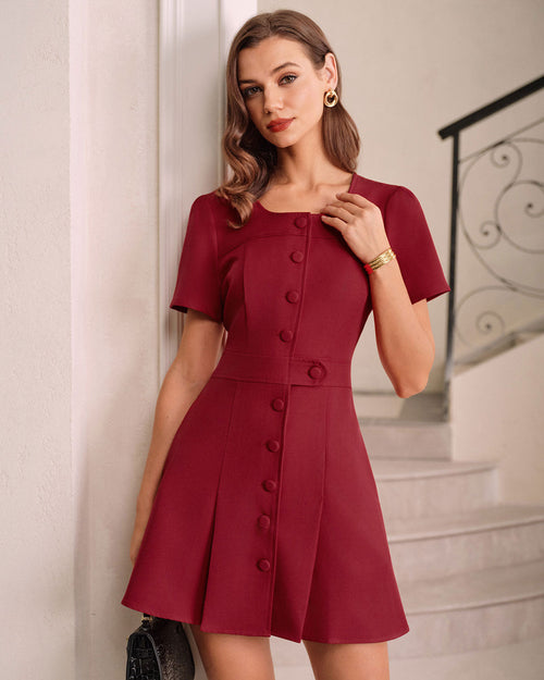 Vestido mini de corte A con escote en U