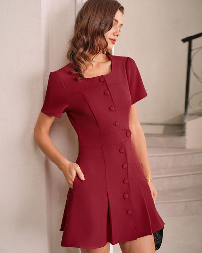 Vestido mini de corte A con escote en U