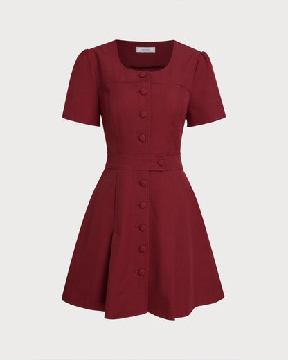 Vestido mini de corte A con escote en U