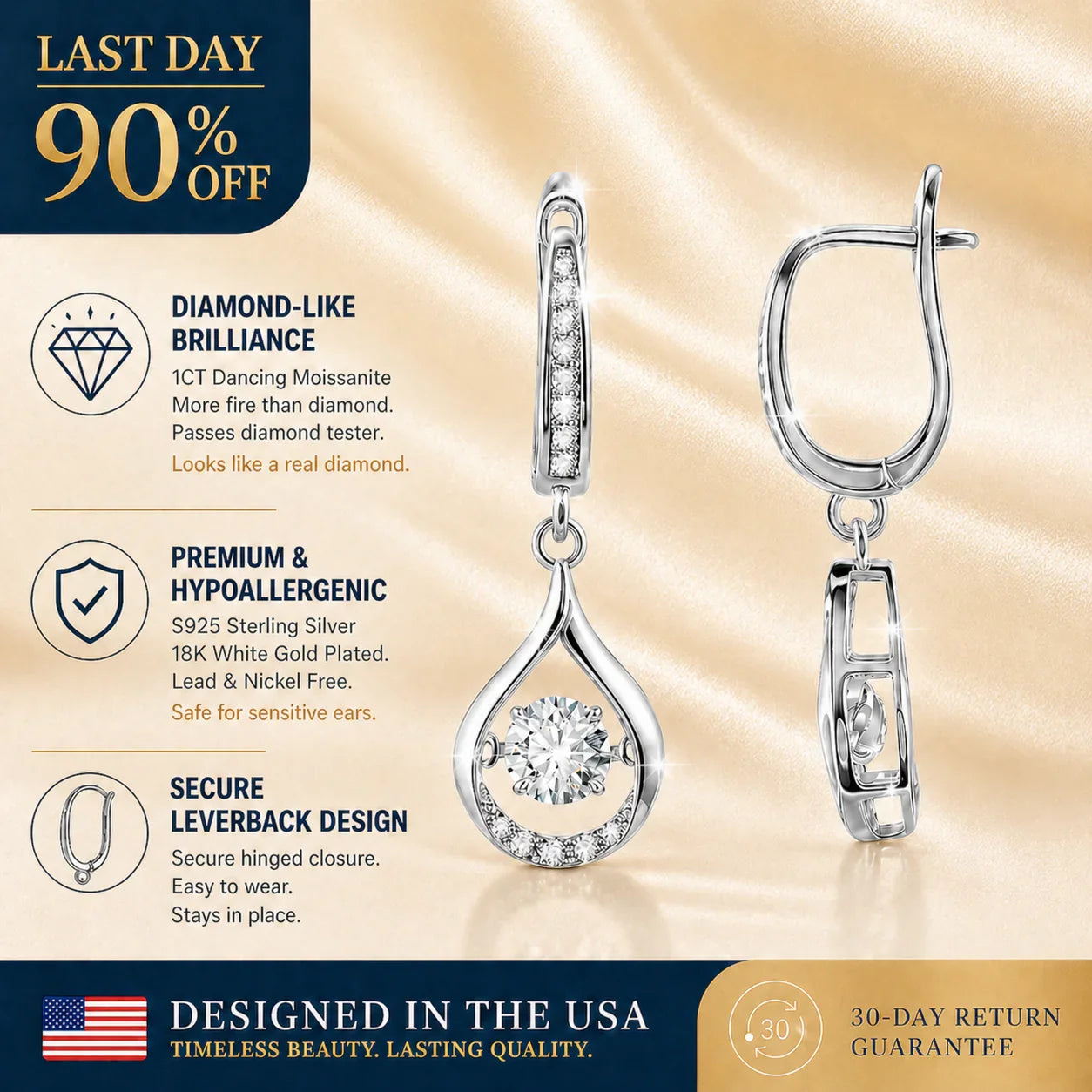 🔥🔥 90% OFF TODAY: 1-Carat "Dancing" Moissanite Earrings – The Pure S925 Comfort & Sparkle You Deserve 💎